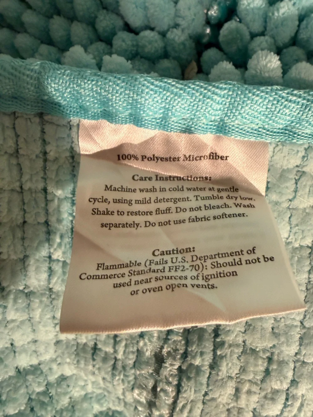 Aqua Chenille Bath Mat - Soft Absorbent Bath Rug